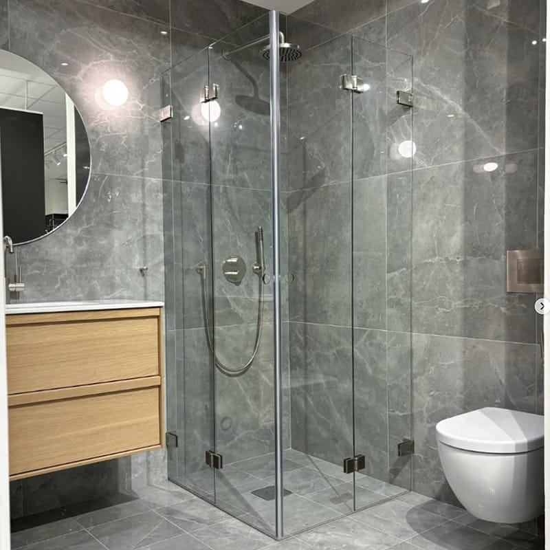 modell flex duschvagg klarglas rostfritt stal waterframe